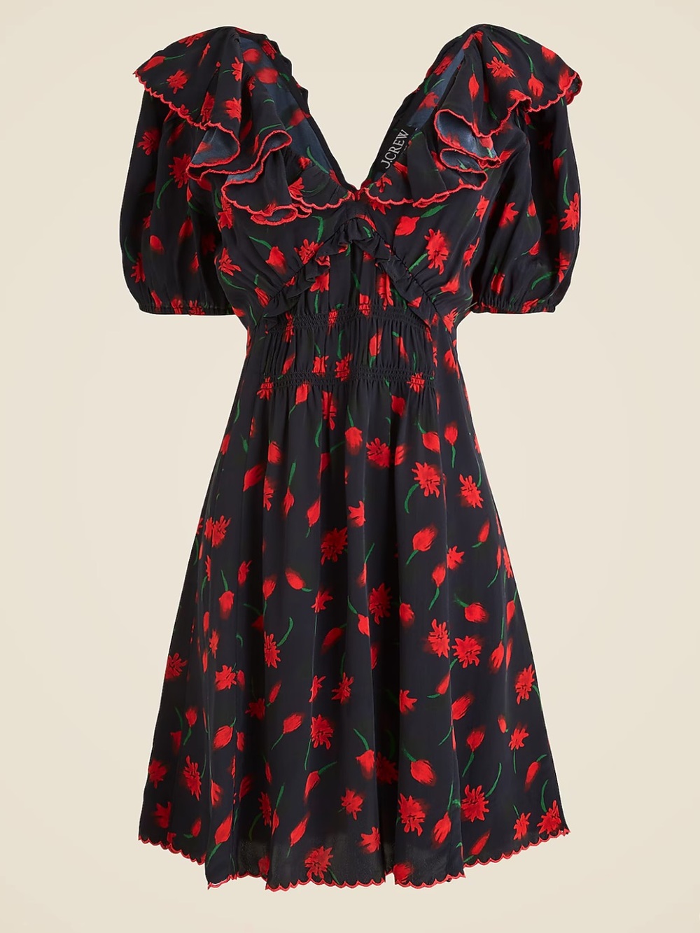 J crew Ruffle-collar mini dress in painted daisy print